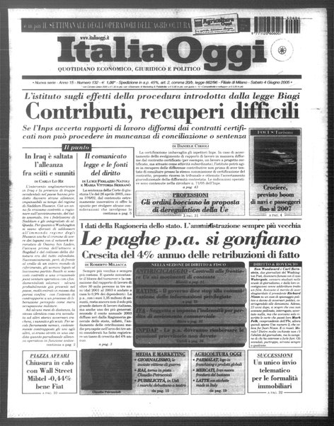 Italia oggi : quotidiano di economia finanza e politica